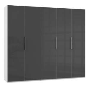 Lloyd Wooden Wardrobe In Gloss Grey And White 5 Doors