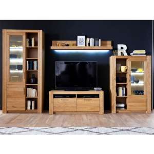 Loano LED Living Room Set In Wild Oak With Large Display Cabinet