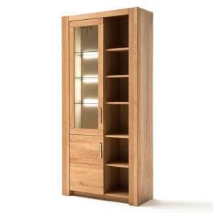 Loano LED Wooden Large Display Cabinet In Wild Oak With 2 Doors