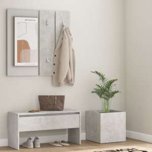 Lochlan Wooden Hallway Furniture Set In Concrete Effect