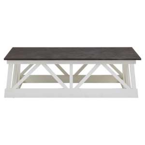 Locklear Black Stone Rectangular Coffee Table With White Frame