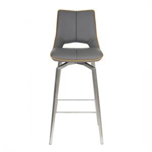 Mosul Bar Chair In Graphite Grey And Brushed Steel Legs