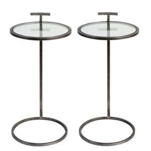 Loft Clear Glass Top Set Of 2 Side Tables With Metal Frame