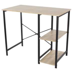 Leith Study Desk In Oak With Black Metal Legs