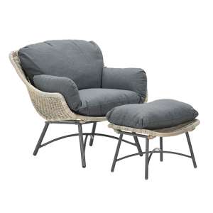 Logera Relaxing Chair With Stool In Reflex Black And Willow