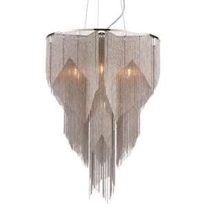 Loire 6 Lights Pendant Light In Bright Nickel And Silver