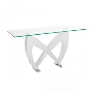Loire Glass Console Table In Clear With Stainless Steel Base
