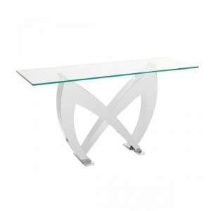 Loire Glass Console Table In Clear With Stainless Steel Base
