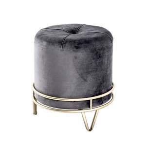 Loleta Fabric Stool In Anthracite With Gold Metal Base