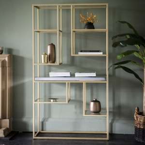 Lombok Mirrored Open Display Unit With Champagne Metal Frame