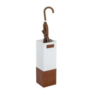 Longview Metal Umbrella Stand In White And Brown