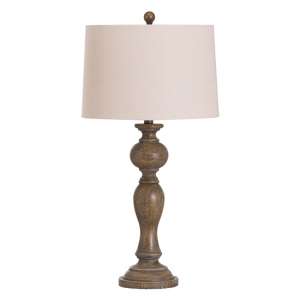 Lorca Wooden Table Lamp In Brown With Natural Shade