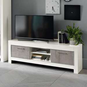 Lorenz Medium TV Stand In Marble Effect And White High Gloss