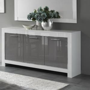 High Gloss Sideboards Uk Furniture In Fashion Lorenz Sideboard In White And Grey High Gloss With 3 Doors