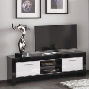 Lorenz Medium TV Stand In Black And White High Gloss With 2 Door