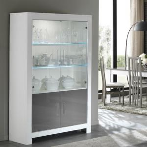 Display Cabinets Gl Cabinet Furniture In Fashion Lorenz Display Cabinet In White And Grey High Gloss With Led