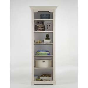Lotta Wooden Bookcase In White Wash With 5 Shelves