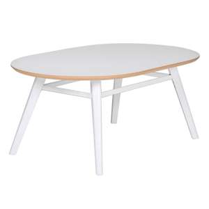 Lottie Oval Wooden Coffee Table In White