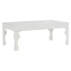 Louis Rectangular High Gloss Coffee Table In White