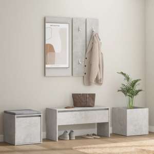Louise Wooden Hallway Furniture Set In Concrete Effect