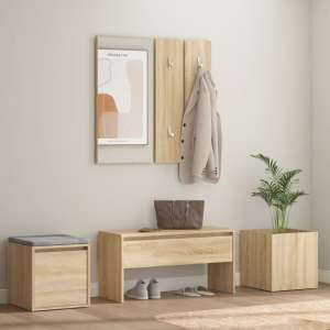 Louise Wooden Hallway Furniture Set In Sonoma Oak