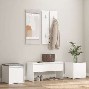 Louise Wooden Hallway Furniture Set In White