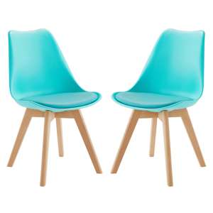 Lenham Aqua Dining Chairs With Padded Seat In Pair