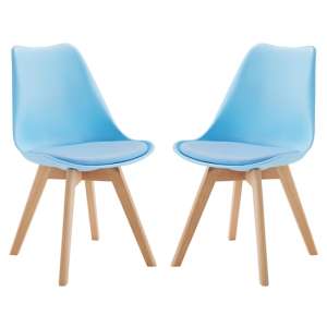 Lenham Baby Blue Dining Chairs With Padded Seat In Pair