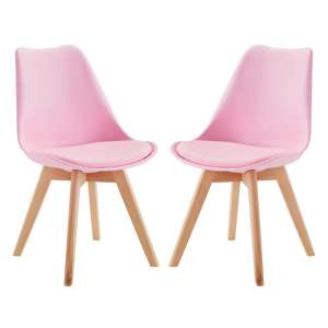 Lenham Baby Pink Dining Chairs With Padded Seat In Pair