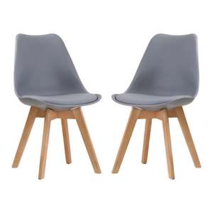 Lenham Grey Dining Chairs With Padded Seat In Pair