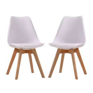 Lenham White Dining Chairs With Padded Seat In Pair