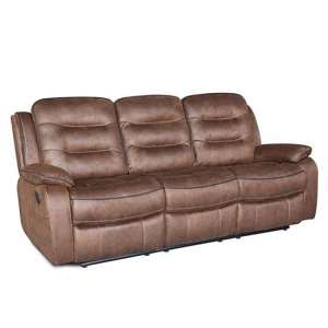 Lovell Fabric Recliner 3 Seater Sofa In Brown