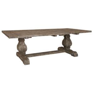 Lovito Rectangular Wooden Dining Table In Rustic Teak