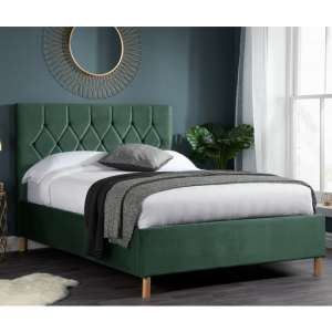Loxley Fabric Upholstered King Size Ottoman Bed In Green