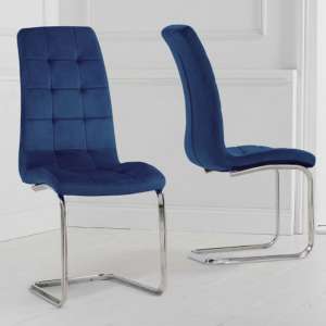 Lucius Blue Velvet Dining Chairs In A Pair
