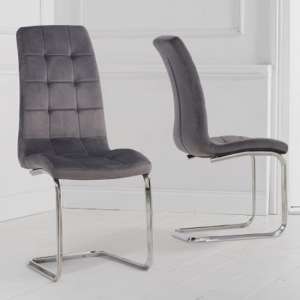 Lucius Grey Velvet Dining Chairs In A Pair