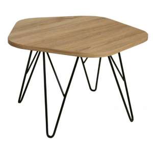 Leeto Natural Wooden Coffee Table With Black Metal Legs