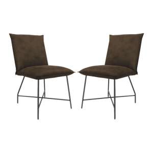 Lukas Brown Fabric Upholstered Dining Chairs In Pair