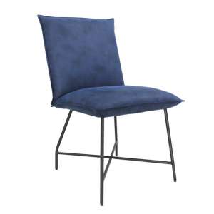 Lukas Fabric Upholstered Dining Chair In Indigo Blue