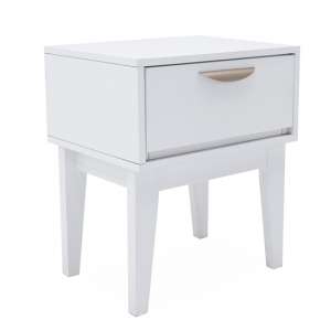 Luna Wooden Bedside Table In White With 1 Drawer