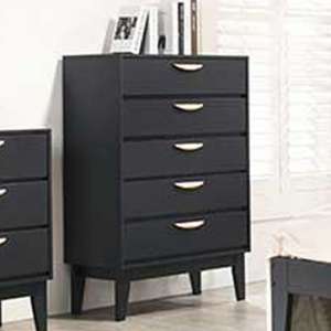 Luna Wooden Tall Chest Of Drawers In Blue With 5 Drawers