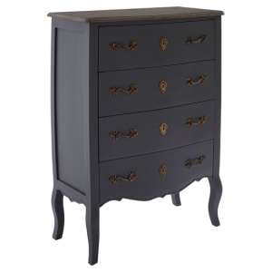 Luria Wooden Chest Of 4 Drawers In Dark Grey
