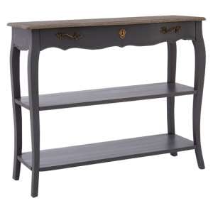 Luria Wooden Console Table With 2 Shelves In Dark Grey