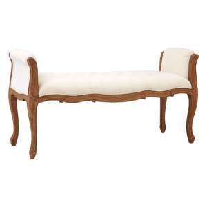 Luria Wooden Hallway Bench With White Fabric Seat In Natural