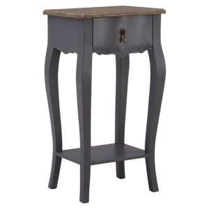 Luria Wooden Side Table In Dark Grey