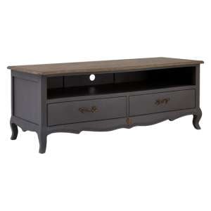 Luria Wooden TV Stand With 2 Drawers In Dark Grey