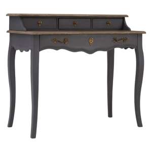 Luria Wooden Writing Desk With 4 Drawers In Dark Grey