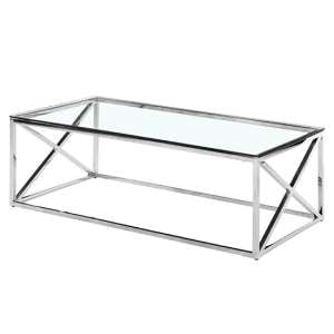 Luss Clear Glass Coffee Table With Silver Stainless Steel Frame