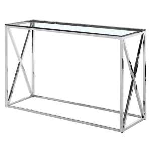 Luss Clear Glass Console Table With Silver Stainless Steel Frame