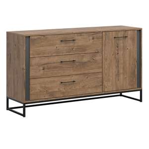 Luton Wide Sideboard With 1 Door 3 Drawer In Graphite And Brown